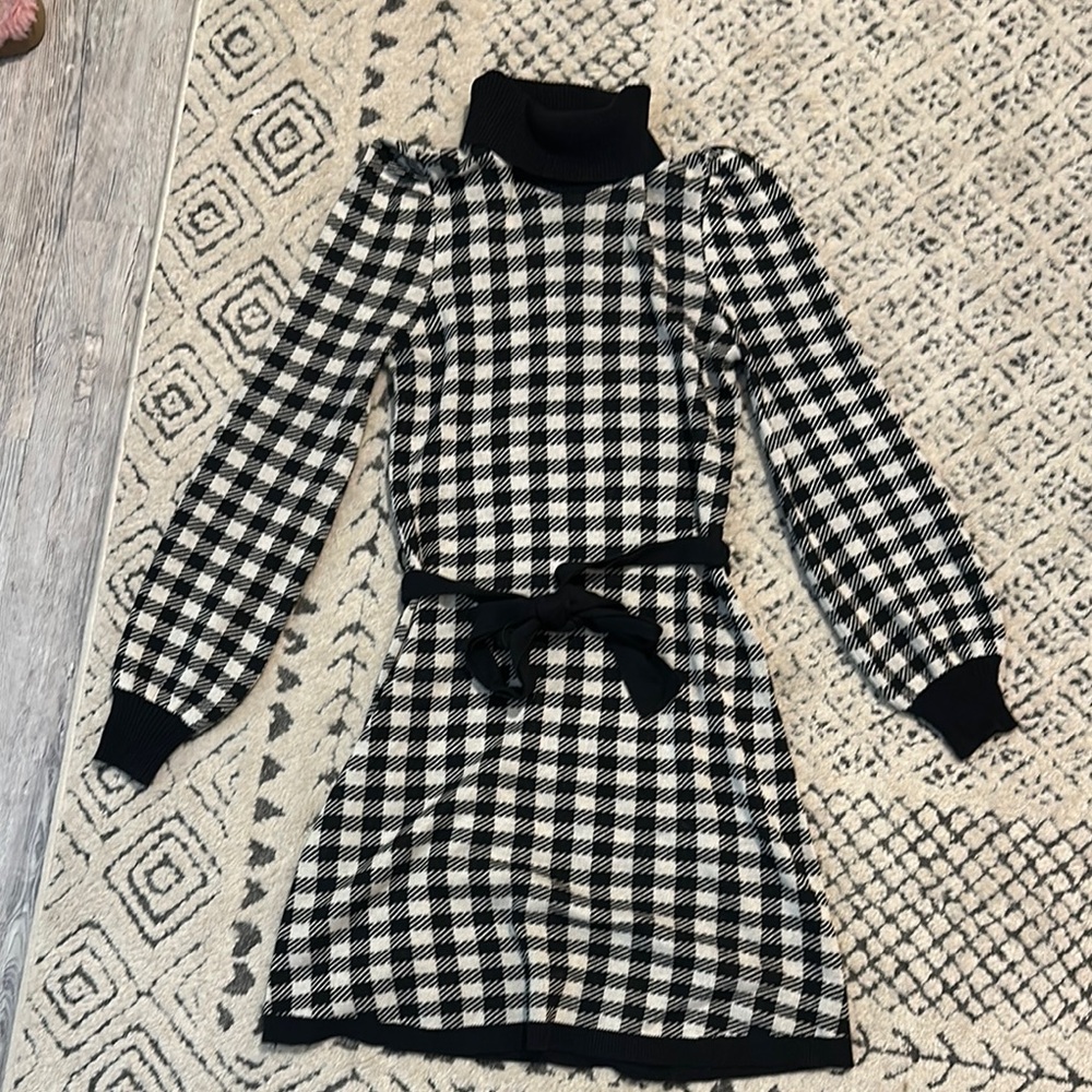Who What Wear Black and White Checkered Mini Dress